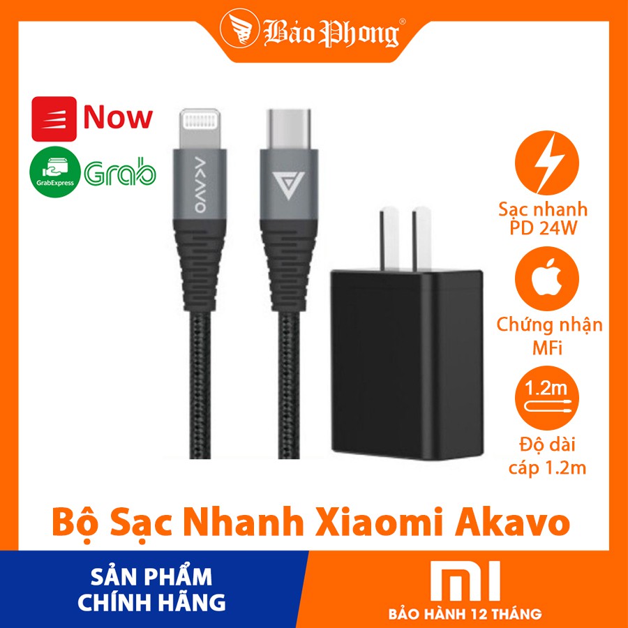 Bộ Sạc Nhanh PD 24W Xiaomi Akavo Hỗ Trợ Sạc Nhanh Iphone - Hàng Chính Hãng