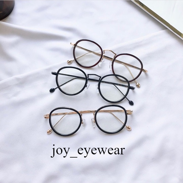 Kính giả cận, kính su cận kèm tròng không độ kim loại tròn bầu..joy_eyewear