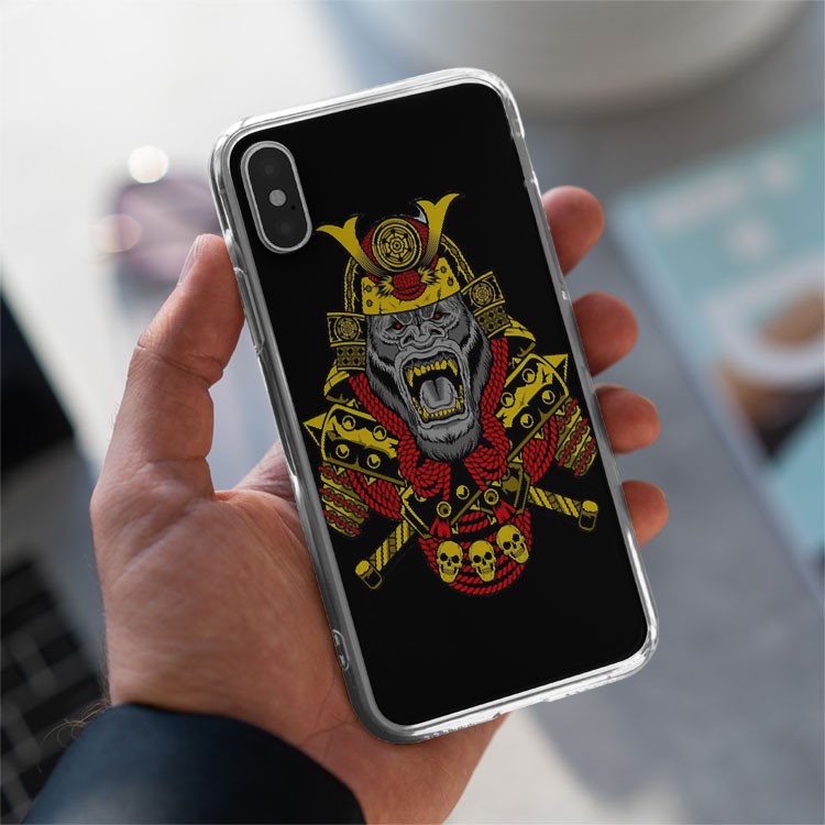 Ốp lưng khỉ samurai giáp vàng nhe nanh dữ tợn cho Iphone 5 6 7 8 Plus 11 12 Pro Max X Xr DTL20210010