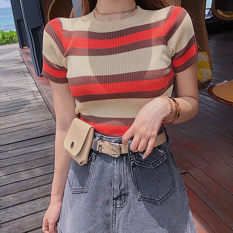 NRVP Áo Cardigan Dệt Kim Tay Ngắn Dáng Rộng Phong Cách Hàn Quốc
