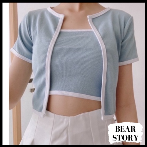 Set Áo Croptop ôm thun gân kèm áo ống style quyến rũ - AK0018 | bear.story | WebRaoVat - webraovat.net.vn