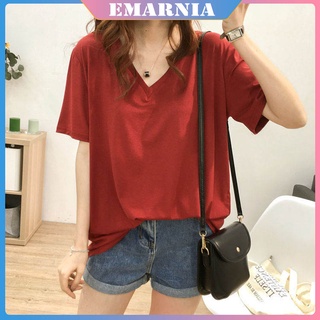 ❤️Emarnia Đào Béo Cô Gái Béo❤️Áo Thun Tay Ngắn Cổ Chữ V Màu Đen Thời Trang Mùa Hè Cho Nữ Có Size M-4XL Đến 150kg
