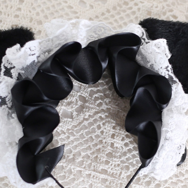 Flgo Băng Đô Cài Tóc Hình Tai Quỷ Phối Lông Phong Cách Ngọt Ngào Phát Sóng Trực Tiếp