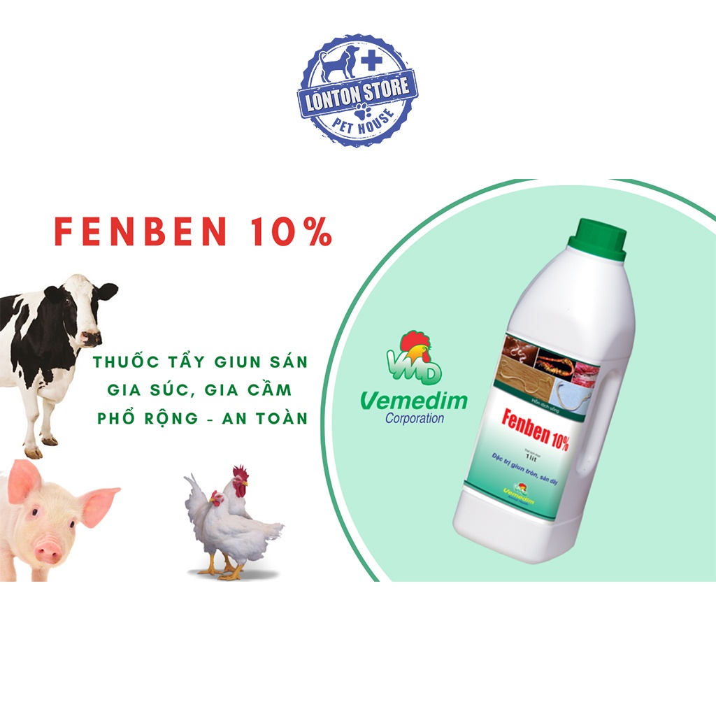 VEMEDIM Fenben 10% - Sản phẩm hổ trợ sức khỏe chó mèo, 120ml