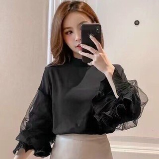 Áo von lụa tay bồng phối ren siêu xinhh