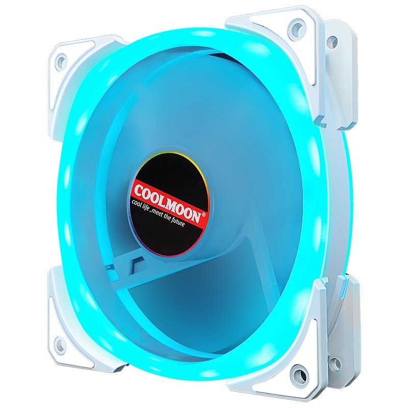 Quạt tản nhiệt, Fan Case Coolmoon U2 White RGB (Bộ 2-6 Fan + Hub Remote)