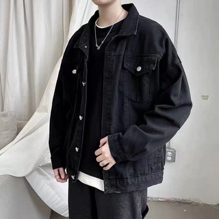 Áo khoác bò form rộng dài tay, áo jean nam xanh+ đen hàn quốc - vin aj080