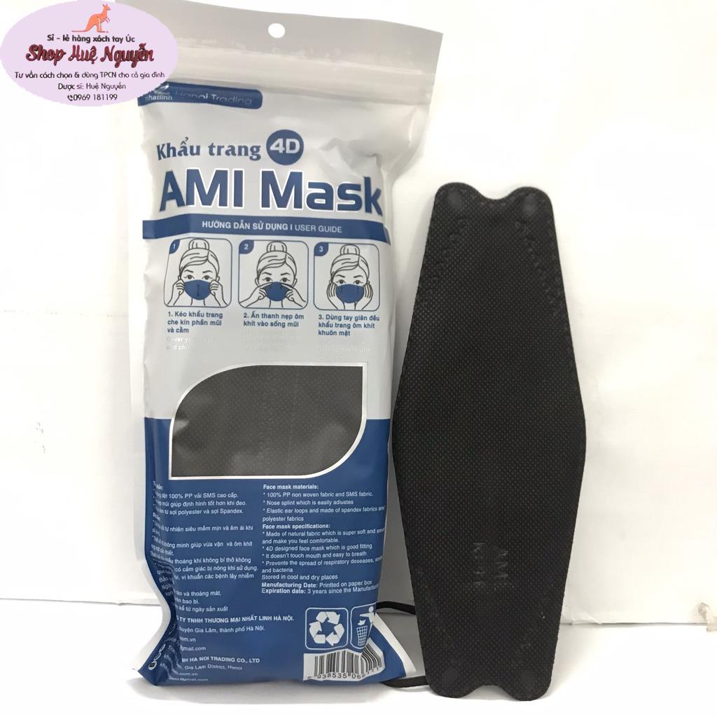 Khẩu trang y tế  Ami Mask KF94 4D túi 10 cái, khẩu trang cá 4 lớp dầy đẹp, ôm mặt quai chắc chắn, giao đúng màu khi đặt