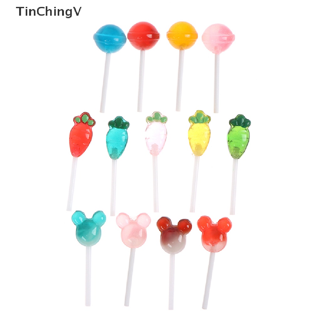Bộ 5 Kẹo Mút Mini Bằng Nhựa Resin Dùng Trang Trí Nhà Búp Bê