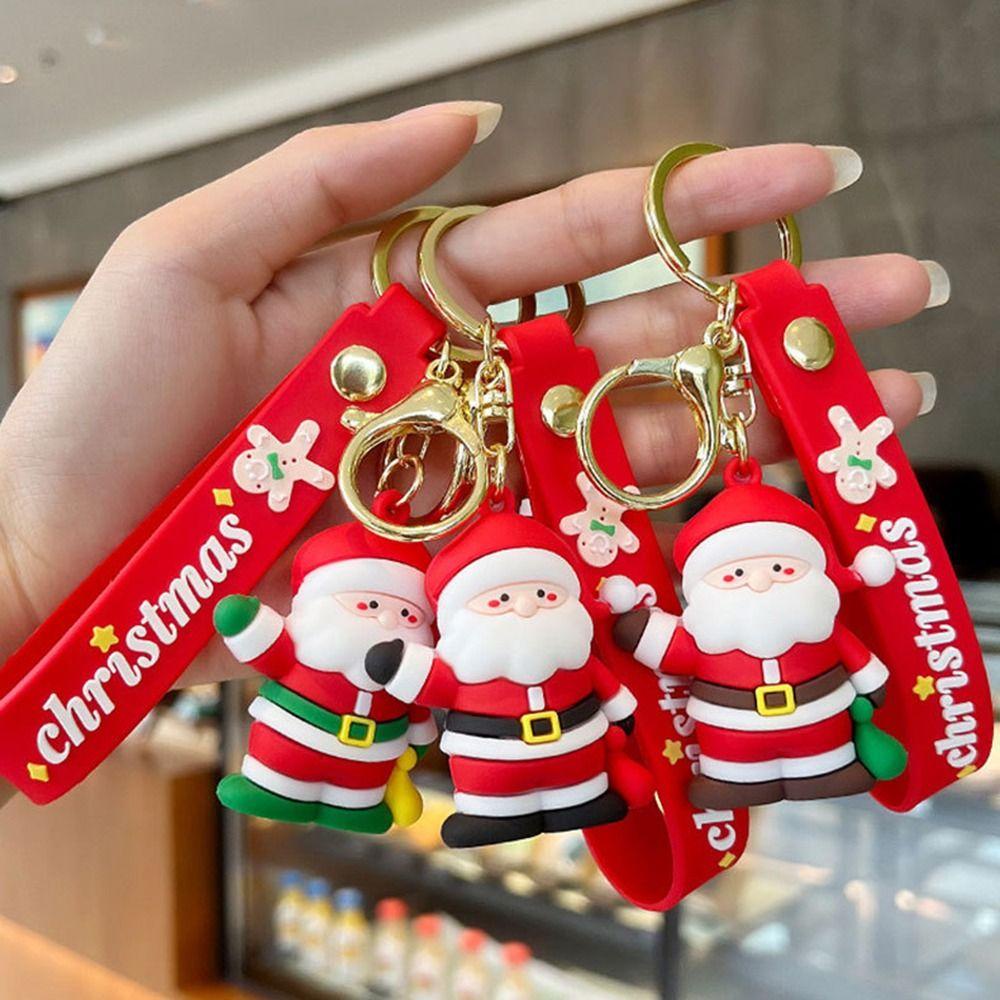 Móc Khóa Hình Búp Bê Ông Già Noel Bằng Cao Su Dễ Thương
