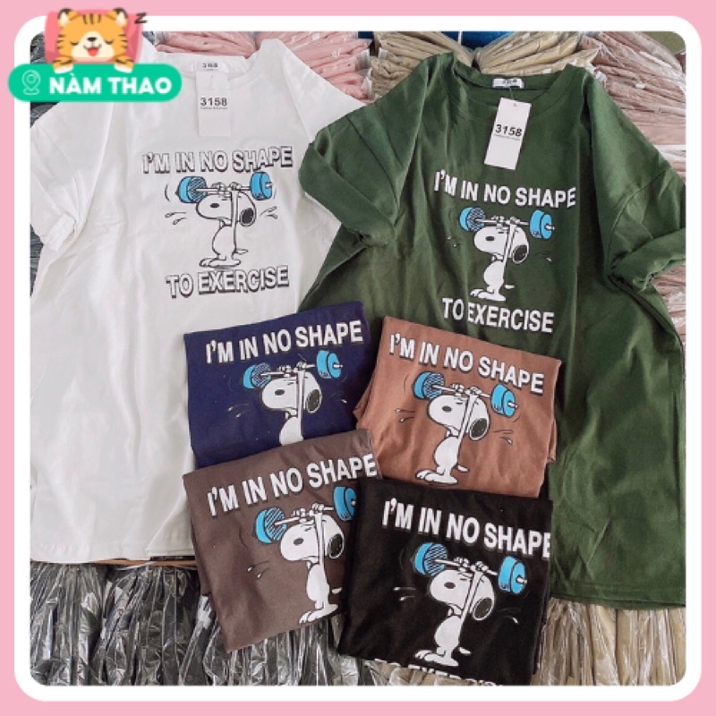 Áo Thun #3158 Oversize Nam Nữ Form Rộng Tay Lỡ, Chất Cotton 100% Thoáng Mát - I'm In No Shape To Exercise