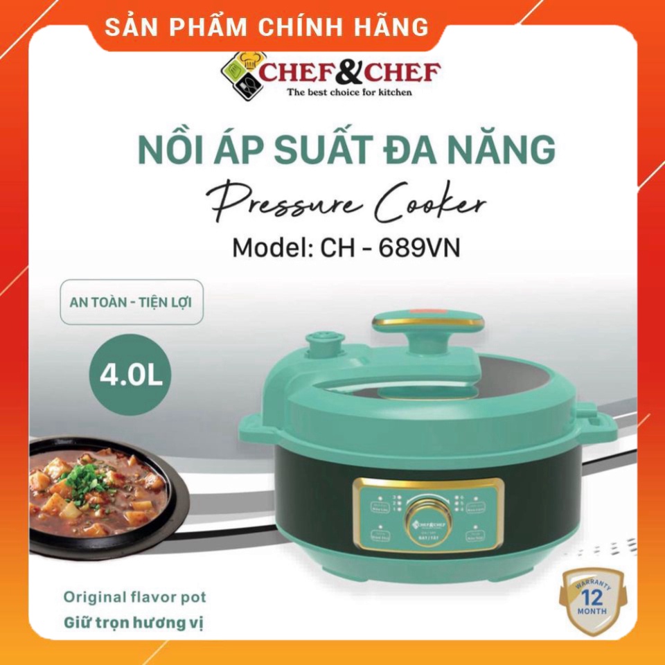NỒI ÁP SUẤT ĐA NĂNG CỰC TIỆN LỢI CHEF&CHEF CH-689VN 4 LÍT BẢO HÀNH 12 THÁNG