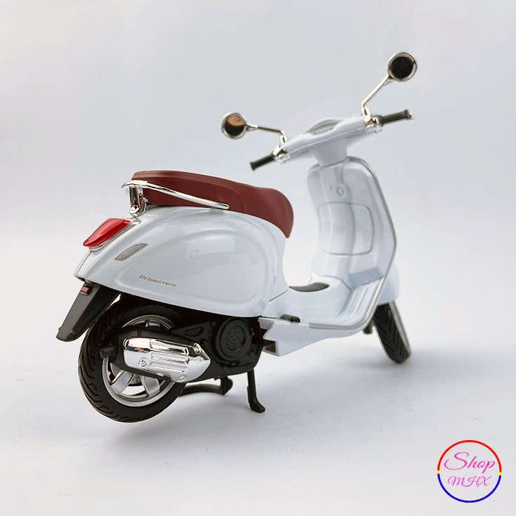 Xe mô hình mô tô Vespa Primavera TẶNG KÈM BIỂN SỐ tỉ lệ 1:12 hãng Welly