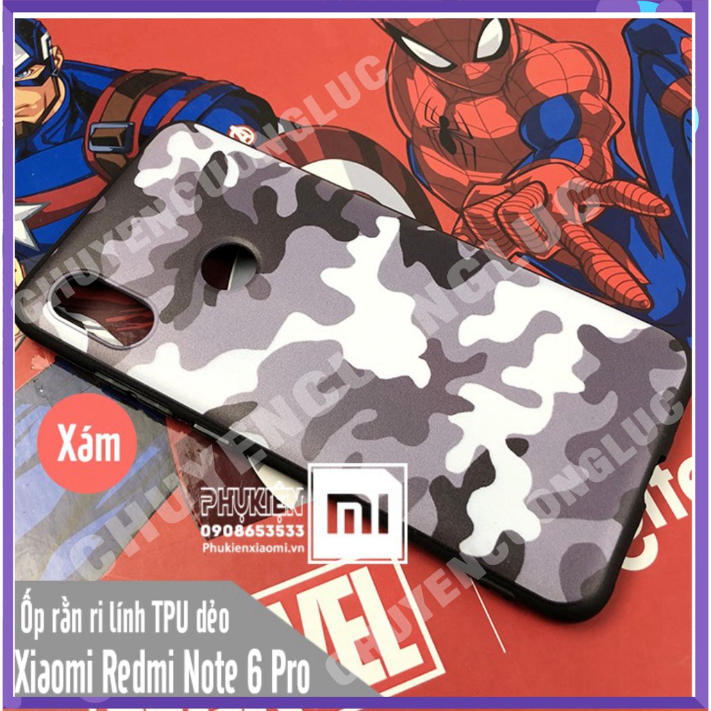 [BAO GIÁ] Ốp lưng Xiaomi Redmi Note 6 Pro Camo rằn ri lính nhựa TPU
