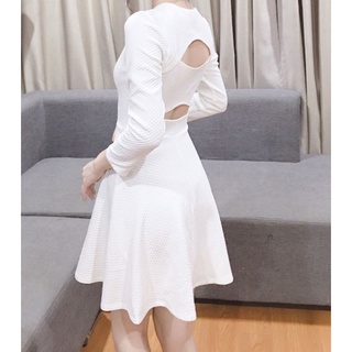 Đầm mini trắng Timing dáng xòe A
