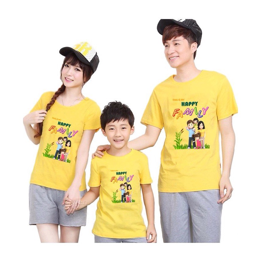 ÁO THUN GIA ĐÌNH HỌA TIẾT HAPPY FAMILY - ÁO HẠNH PHÚC