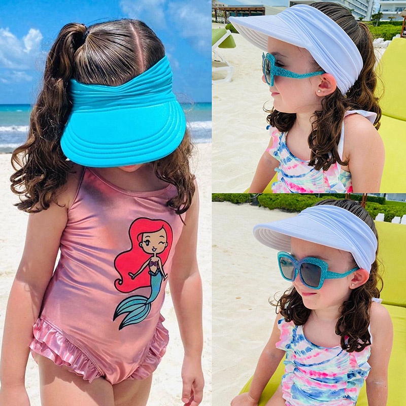 Mũ vành rộng màu trơn chống nắng thời trang mùa hè mới cho bé gái