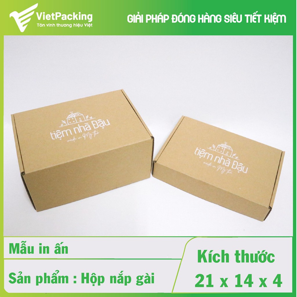 [Nắp Gài] 50 Hộp carton nắp gài size 21x14x4 giấy đẹp, hộp cứng