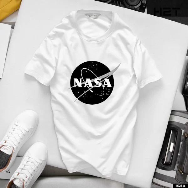 Áo phông nam phối logo NASA đen tuyền cực hot , chất vải cotton dày mịn mặc mát C17