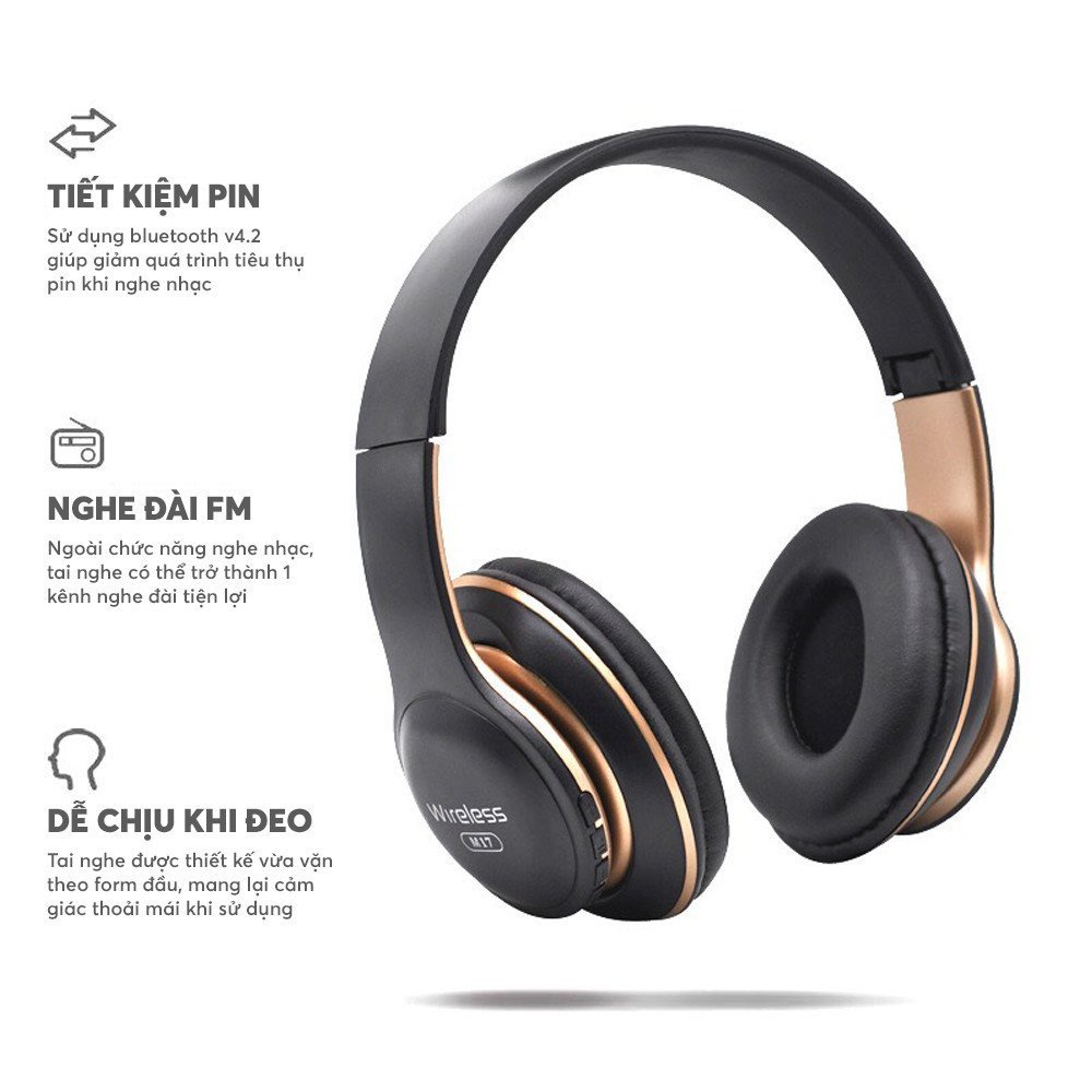 Tai nghe nhạc Headphone bluetooth chụp tai không dây có micro P17 Wireless GrownTech