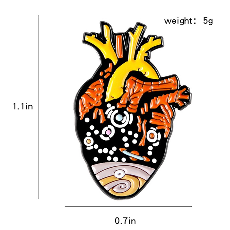 Art Organ Heart Enamel Pin Metal Planet Brooches Bag Clothes Badge Lssed