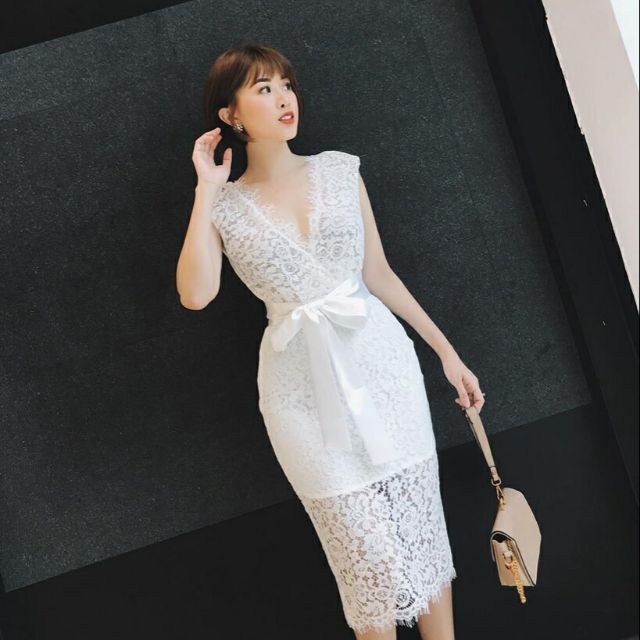 Đầm dạ hội cúp ngực đính nơ cao cấp