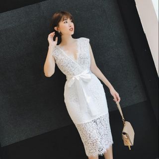 Đầm dạ hội cúp ngực đính nơ cao cấp