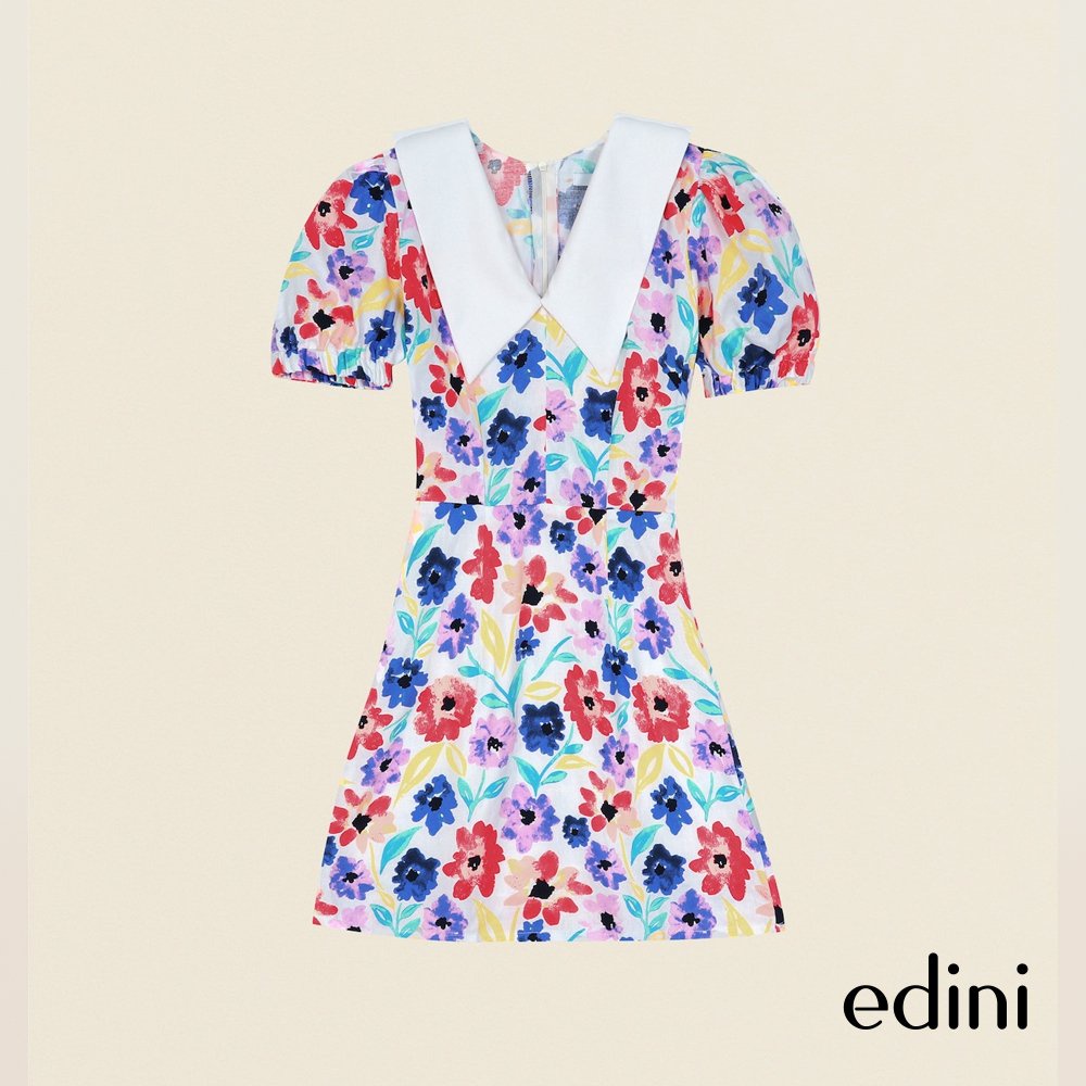 Đầm Hoa Cổ V Tay Phồng EDINI - D1440 - D1396