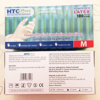 Găng tay (bao tay) cao su y tế HTC GLOVES nguyên thùng 10 hộp