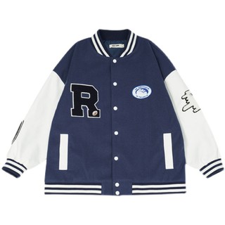 {IG:Sugar.varsity__}Áo khoác Bomber,Varsity Jacket nam nữ cao cấp màu xanh