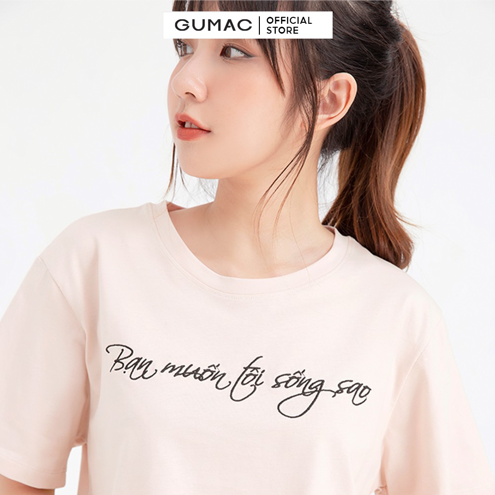 Áo croptop thêu chữ GUMAC ATB651