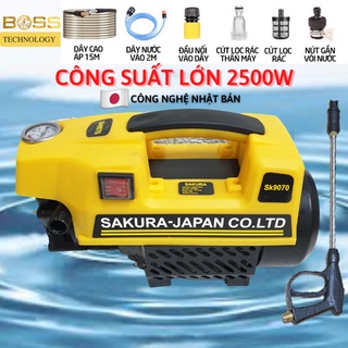 Máy rửa xe mini Sakura 2500W - Máy rửa xe gia đình công suất lớn - Máy xịt rửa cao cấp tặng kèm đầy đủ phụ kiện