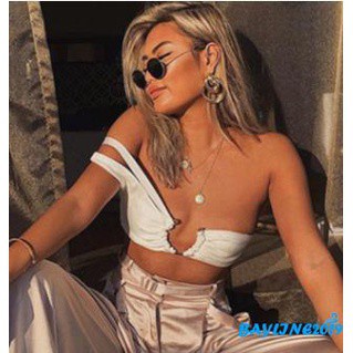 Áo Croptop Trễ Vai Một Bên Vai Màu Sắc Thời Trang Quyến Rũ Cho Nữ