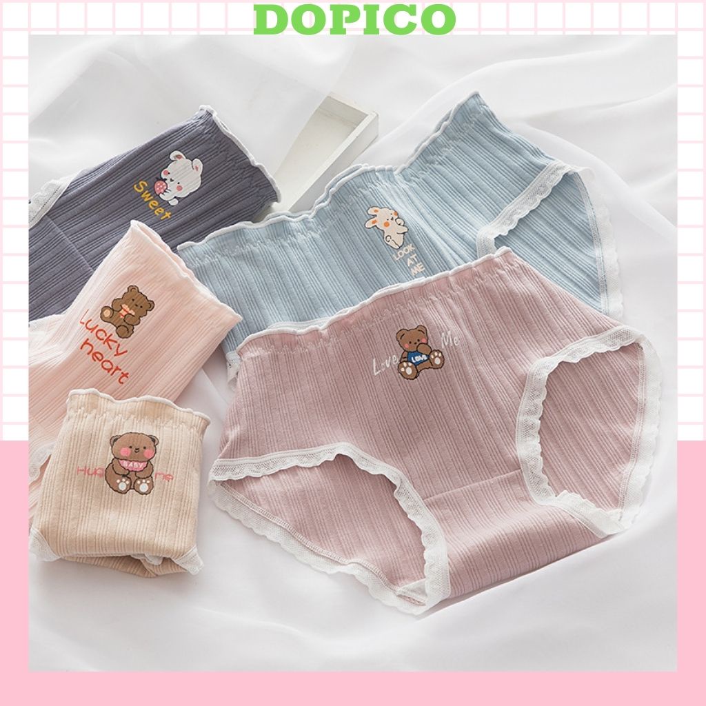 Quần lót nữ ren cotton thấm hút mồ hôi kháng khuân khử mùi cute dễ thương DOPICO L2899
