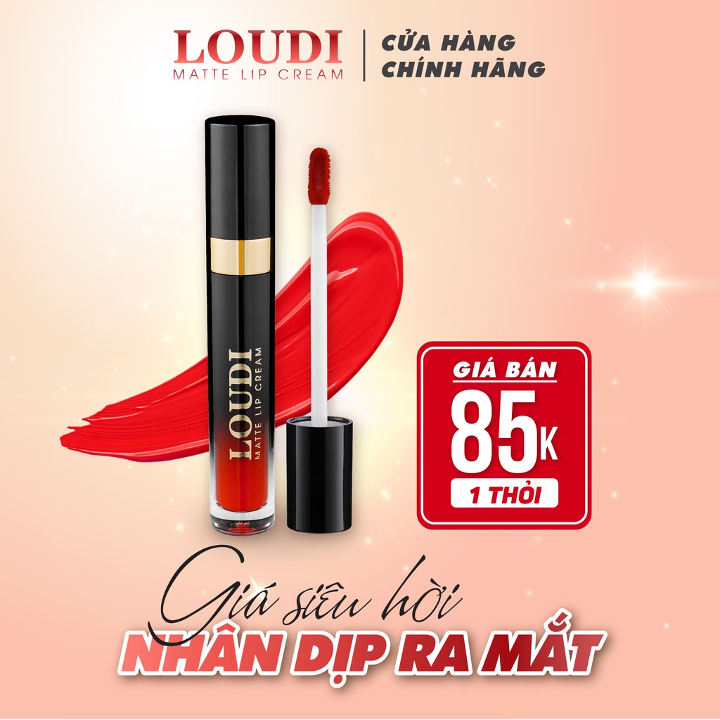 Son kem lì Loudi Matte Lipcream nhiều màu 5g vỏ tròn đen chính hãng