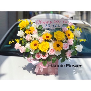 Lẵng hoa hồng sáp mix baby
