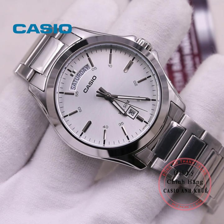 Đồng hồ nam casio MTP-1370D-7A1V dây kim loại mặt trắng