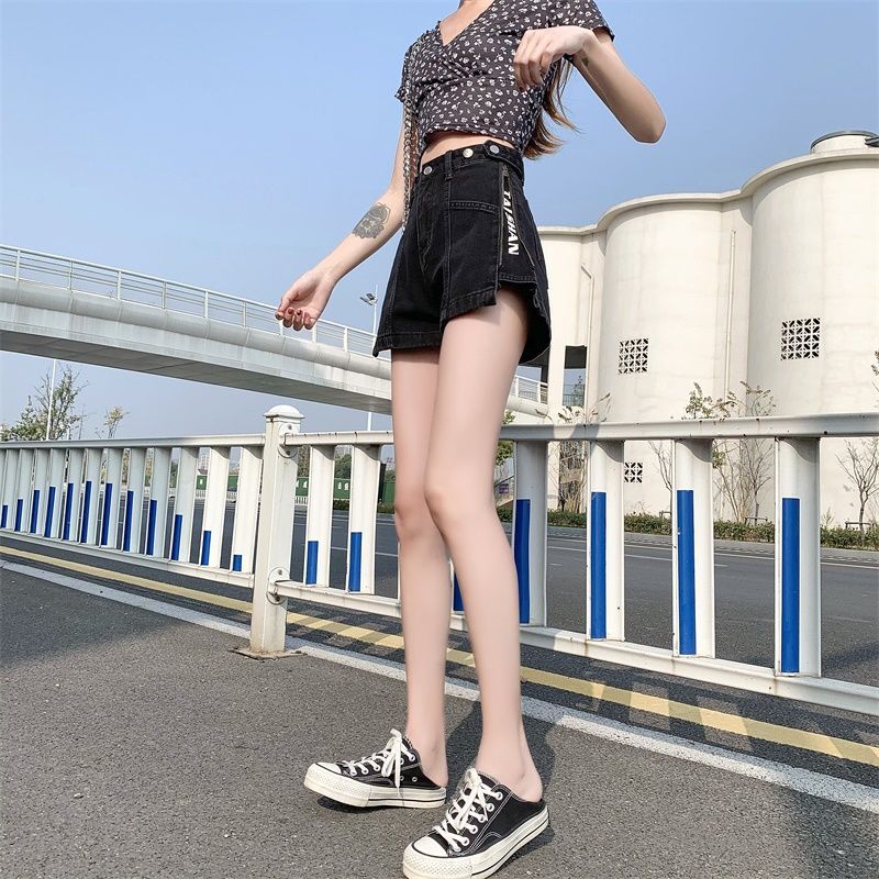 Quần Short Denim Ống Rộng Lưng Cao Thời Trang Mùa Hè 2021 Cho Nữ