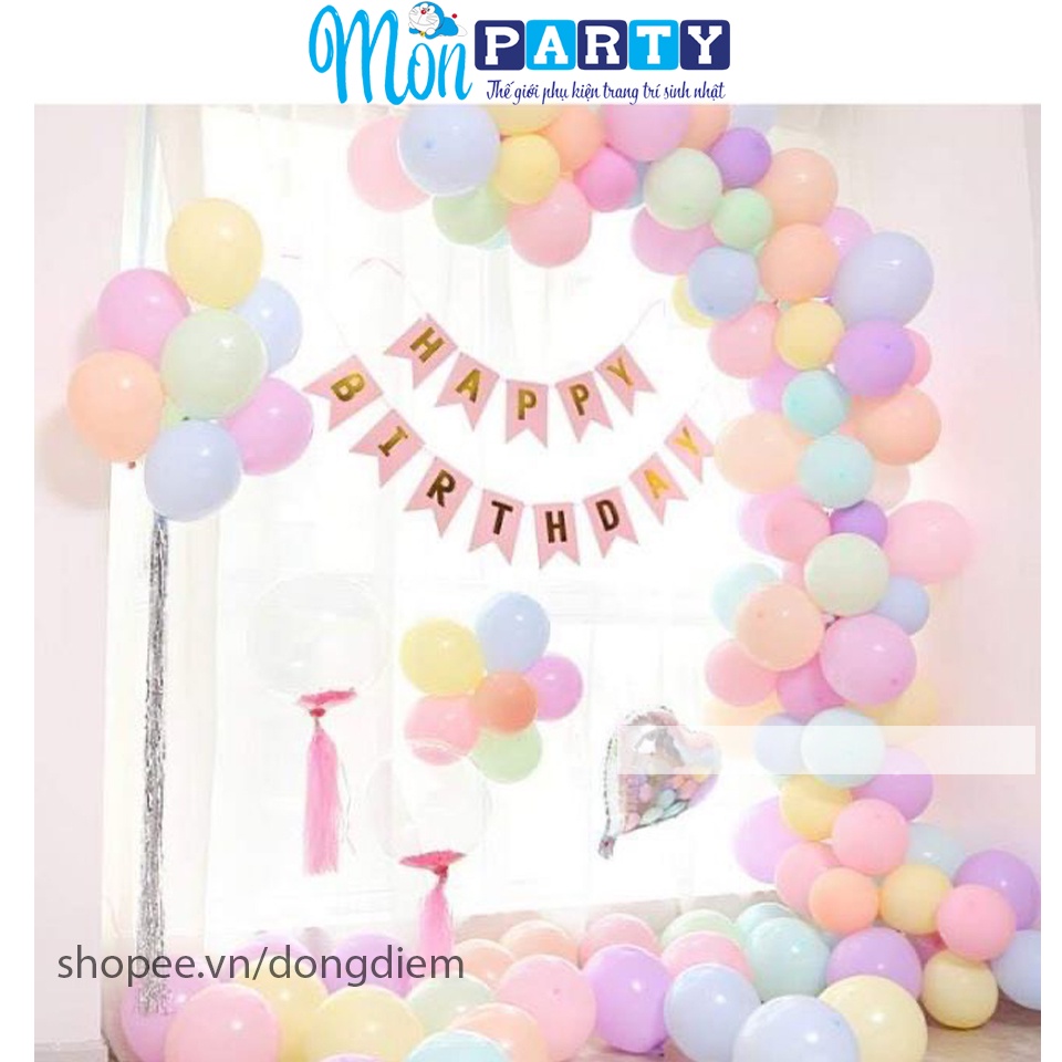 Bóng sinh nhật pastel set 10 quả bóng màu pastel loại dày, có ảnh thật bảng màu trang trí tiệc sinh nhật, thôi nôi