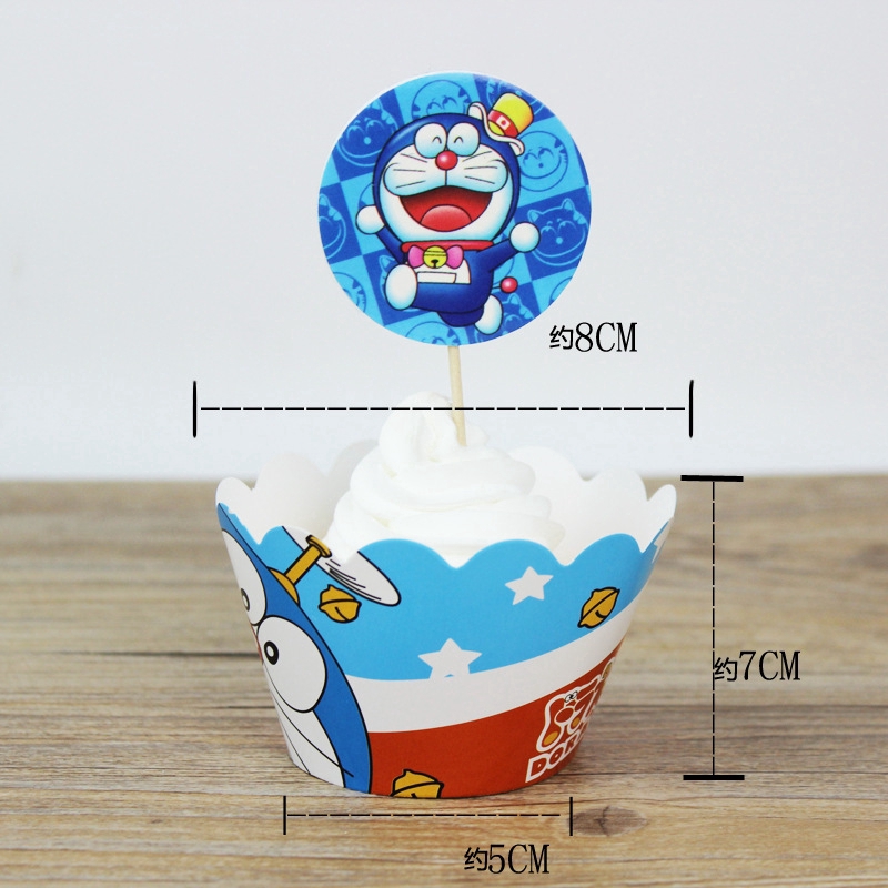 Set 24 đế lót ly hoạ tiết hoạt hình doraemon dành cho tiệc sinh nhật bé