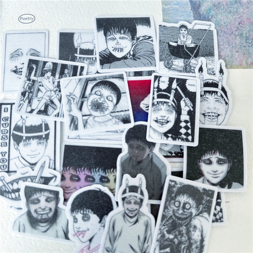 ★★★ Miếng Dán Trang Trí Nhật Ký Hình Truyện Tranh Kinh Dị Junji Ito Q-4 ★★★ Set 40 Sticker Dán Trang Trí Album DIY