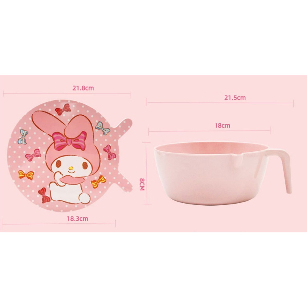 SET TÔ NHỰA MELODY KITTY CÓ NẮP VÀ 1 BỘ MUỖNG NĨA SIÊU ĐÁNG YÊU