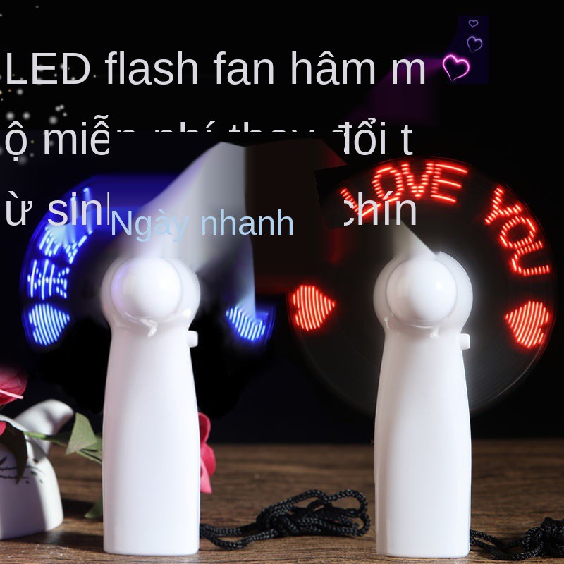 Đèn LED nhấp nháy quạt chữ tùy chỉnh điện nhỏ tự làm cầm tay mini phát sáng quà tặng sinh nhật nữ
