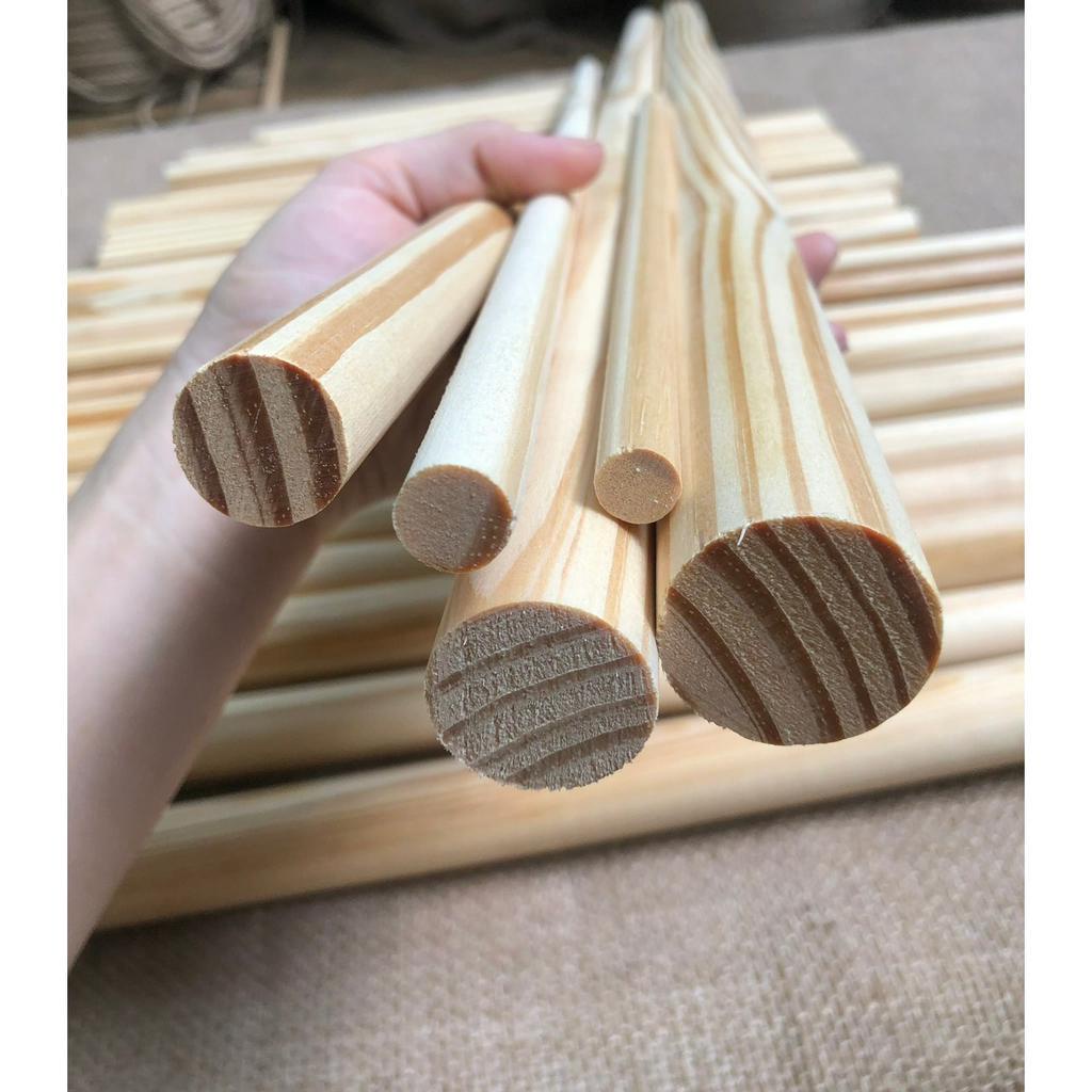 Thanh gỗ tròn, đường kính 12mm,15mm,20mm, dài 5cm,7cm,10cm,20cm,30cm, làm mô hình,handmade,DIY, phi 12,15,20