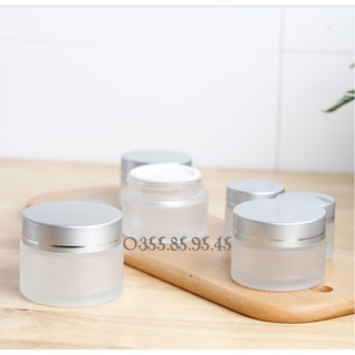Hũ thủy tinh thân mờ nắp bạc 30g / 50g /100g - Hủ chiết kem, mỹ phẩm thân mờ du lịch