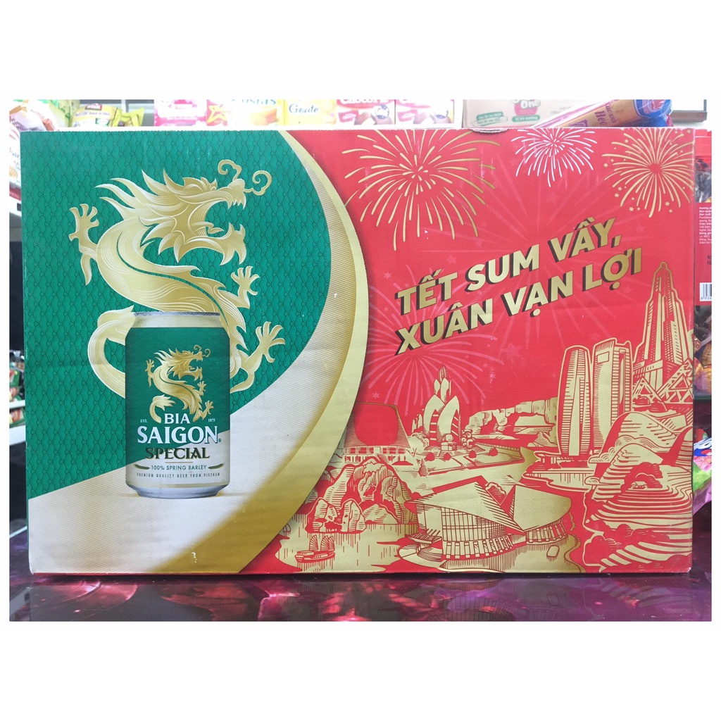 [ Hoả tốc ] Thùng bia Sài Gòn special xanh 330ml mẫu tết 2022