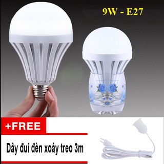 Bóng đèn Led thông minh tích điện 9W kèm đuôi đèn 3m