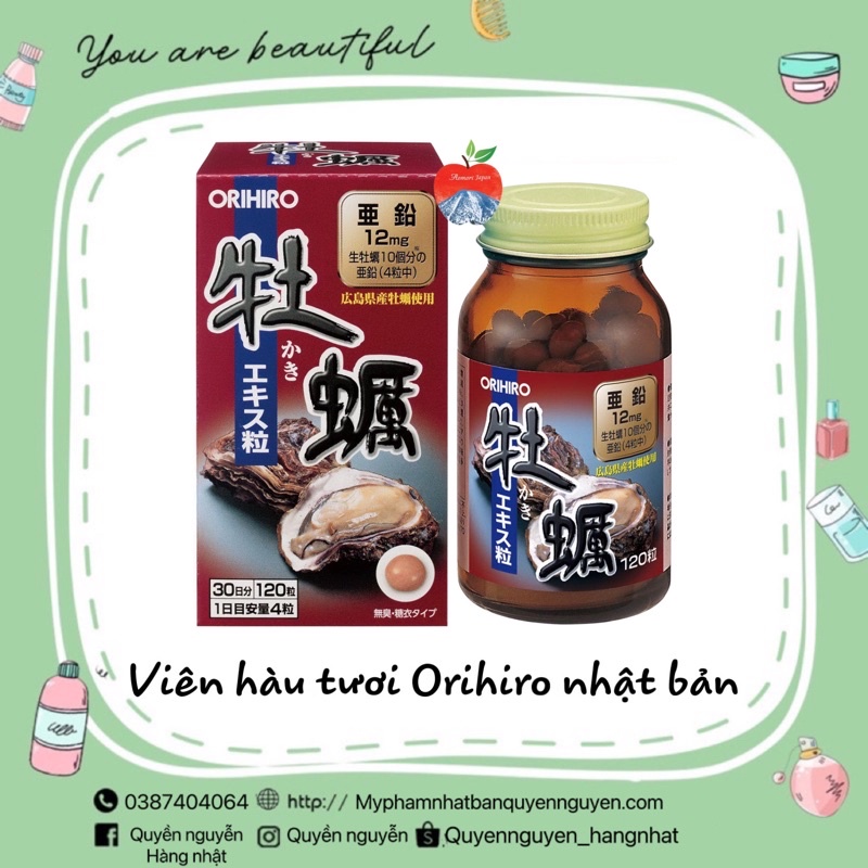 Viên uống tinh chất hàu tươi Orihiro Nhật Bản 120v