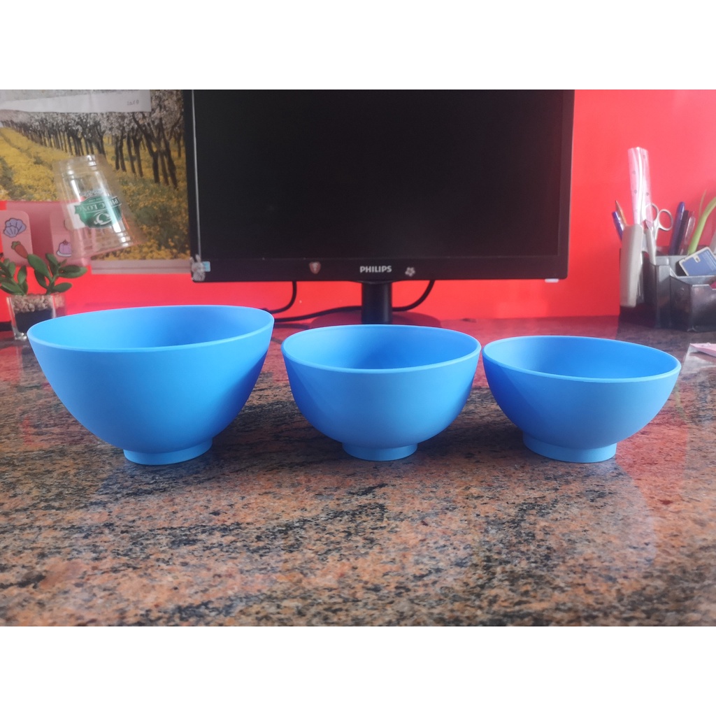 Chén/ Bát cao su siêu dẻo tặng kèm bay trộn đủ size trộn bột thạch cao