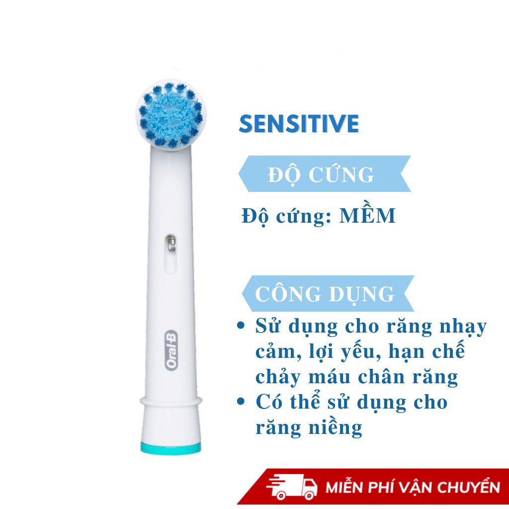 Đầu Bàn Chải Điện Oral-B Braun - Đầu Thay Thế Oral B Sensitive Clean - Lông chải siêu mềm cho răng nhạy cảm